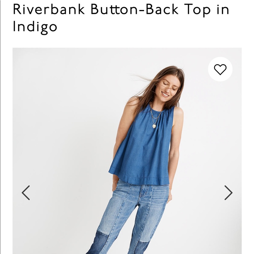 Riverbank button-back tank top in indigo Madewell